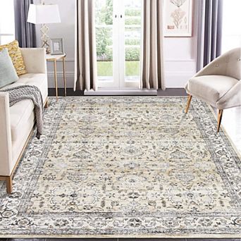 Boho Style Washable Non Slip Area Rug - Soft Indoor Carpet for Living Room Bedroom Kitchen Entryway