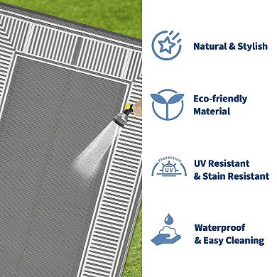 Outdoor Area Rugs, Plastic Straw Rug, Waterproof Reversible, Easy Clean Mat for Patio, Camping