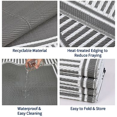 Outdoor Area Rugs, Plastic Straw Rug, Waterproof Reversible, Easy Clean Mat for Patio, Camping