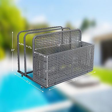 Double Layer Poolside Float Storage - PE Rattan Outdoor Caddy