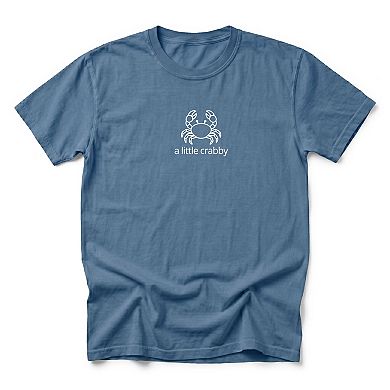 A Little Crabby Outline - Men's Garment Dyed Graphic T-Shirt