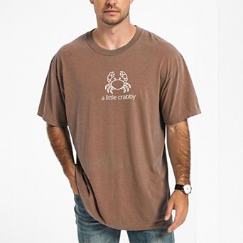 A Little Crabby Outline - Men's Garment Dyed Graphic T-Shirt