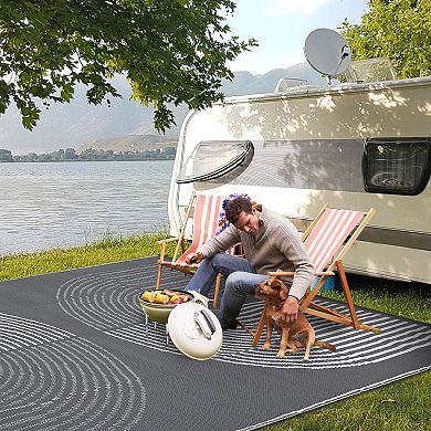 Waterproof Reversible Outdoor Rug, Durable Plastic Straw Area Mat for Patio, Camping, RV, Balcony