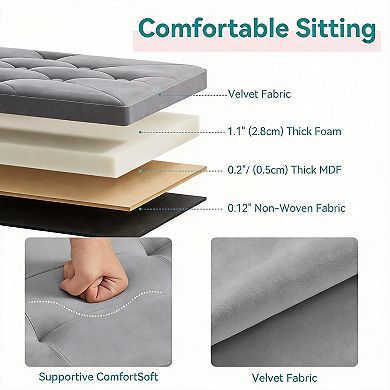 Folding Storage Ottoman Bench Velvet Sturdy Foldable Multifunctional