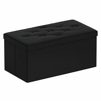 Folding Storage Ottoman Bench Velvet Sturdy Foldable Multifunctional