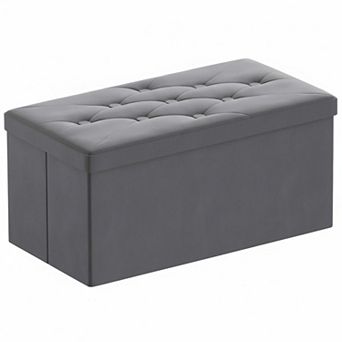 Folding Storage Ottoman Bench Velvet Sturdy Foldable Multifunctional