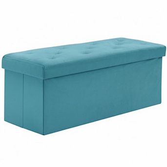 Folding Storage Ottoman Bench Velvet Sturdy Foldable Multifunctional