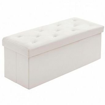 Folding Storage Ottoman Bench Velvet Sturdy Foldable Multifunctional