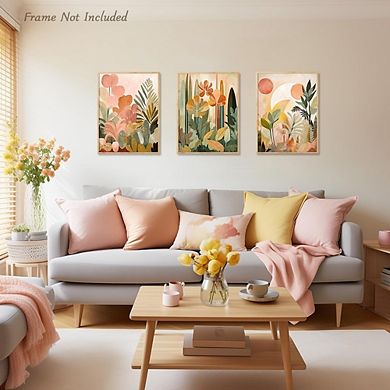 Boho Tropical Jungle Wall Art Set, Abstract Botanical Prints, Modern Decor