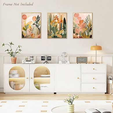 Boho Tropical Jungle Wall Art Set, Abstract Botanical Prints, Modern Decor