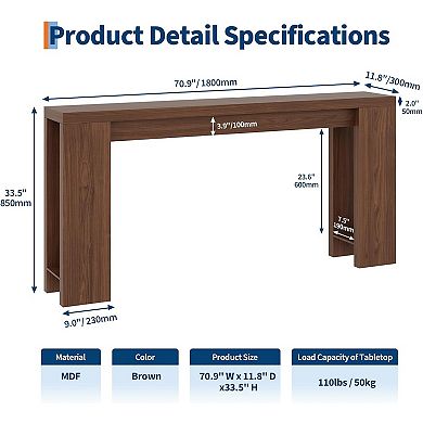 Farmhouse Console Table, Long Entryway Table, Narrow Wooden Sofa Table for Living Room, Hallway