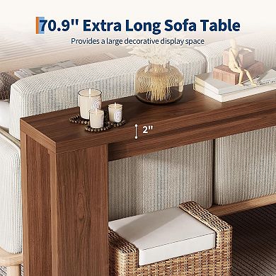 Farmhouse Console Table, Long Entryway Table, Narrow Wooden Sofa Table for Living Room, Hallway