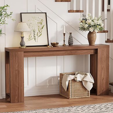 Farmhouse Console Table, Long Entryway Table, Narrow Wooden Sofa Table for Living Room, Hallway