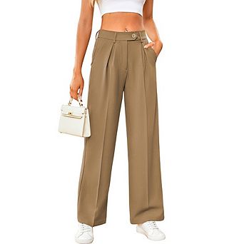 Women's High Waist Wide Leg Dress Pants Casual Pleated Work Trousers Office Business Palazzo Pants