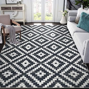Moroccan Trellis Washable Runner Rug - Non Slip Low Pile Carpet for Entryway Living Room