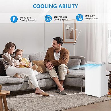 14000 BTU Portable Air Conditioner, Quiet AC Unit with Remote, Dehumidifier