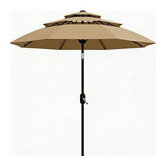 3 tier Patio Umbrella, Outdoor Table Umbrella w/ Vents, Easy Crank, Push Button Tilt for Pool,Garden