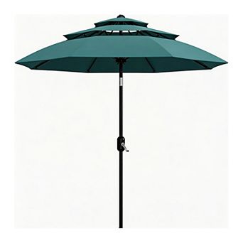 3 tier Patio Umbrella, Outdoor Table Umbrella w/ Vents, Easy Crank, Push Button Tilt for Pool,Garden