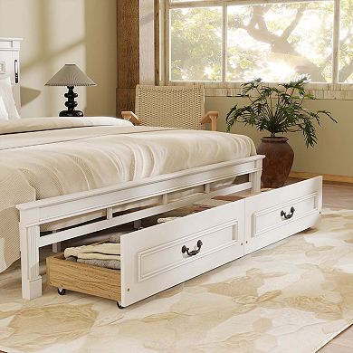 Sailvan Bed with 2 Storage Drawers, Built-in LED Lights, USB Charging Station