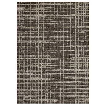 Washable Modern Striped Area Rug, Stain Resistant Non-Slip Low Pile Carpet for Bedroom Living Room