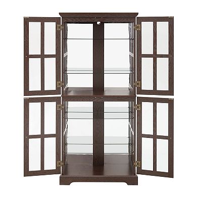 Eazegath Antique Curio Glass Display Storage Cabinet with 4 Adjustable Shelves and E26 Bulb