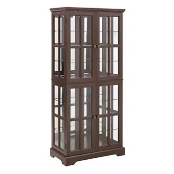 Eazegath Antique Curio Glass Display Storage Cabinet with 4 Adjustable Shelves and E26 Bulb