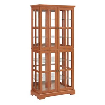 Eazegath Antique Curio Glass Display Storage Cabinet with 4 Adjustable Shelves and E26 Bulb