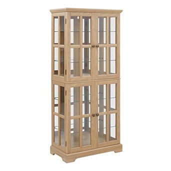 Eazegath Antique Curio Glass Display Storage Cabinet with 4 Adjustable Shelves and E26 Bulb