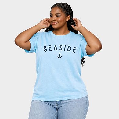 Seaside Anchor - Women's Plus Sized Garment Dyed Graphic T-Shirt