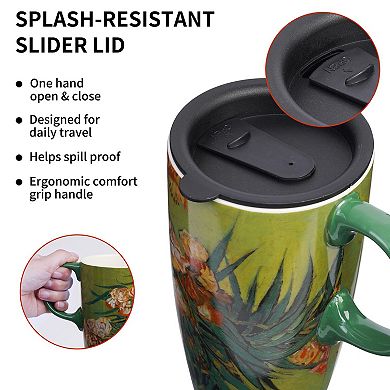 Coffee Ceramic Mug Porcelain Travel Latte Tea Cup With Lid— Mother's Day Gift