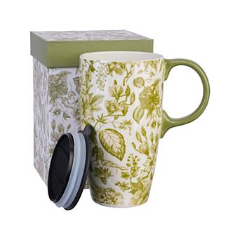 Coffee Ceramic Mug Porcelain Travel Latte Tea Cup With Lid— Mother's Day Gift