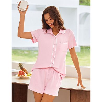 Ekouaer Womens Pajama Sets Button Down Lounge Set Two Piece Loungewear Soft Sleepwear Pjs