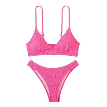 Women's Ribbed Bikini Sets Scoop Neck Swimsuit Textured Bathing Suit