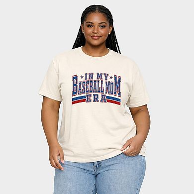 In My Baseball Mom Era - Women's Plus Sized Garment Dyed Graphic T-Shirt
