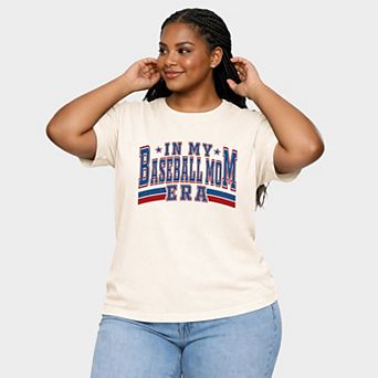 In My Baseball Mom Era - Women's Plus Sized Garment Dyed Graphic T-Shirt