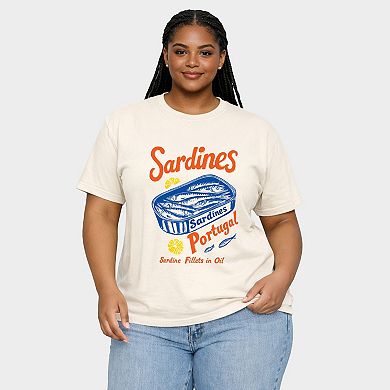 Sardines Portugal - Women's Plus Sized Garment Dyed Graphic T-Shirt