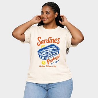 Sardines Portugal - Women's Plus Sized Garment Dyed Graphic T-Shirt