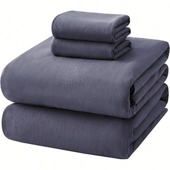 100% Cotton Flannel Bed Sheet Set, Ultra Soft, All Season, Deep Pocket