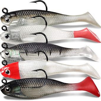 5pcs-3.15inch Soft Swimbaits Pre-rigged Jig Heads Paddle Tail Sinking Bait