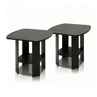 Furinno 2-Pack 15.51" x 15.5" x 17.52" Wood Nightstand Bedside Table with Drawer & Shelf
