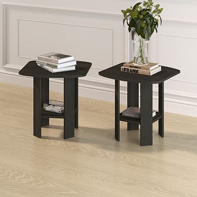 Furinno 2-Pack 15.51" x 15.5" x 17.52" Wood Nightstand Bedside Table with Drawer & Shelf