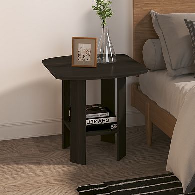 Furinno 2-Pack 15.51" x 15.5" x 17.52" Wood Nightstand Bedside Table with Drawer & Shelf