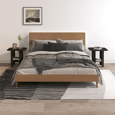 Furinno 2-Pack 15.51" x 15.5" x 17.52" Wood Nightstand Bedside Table with Drawer & Shelf
