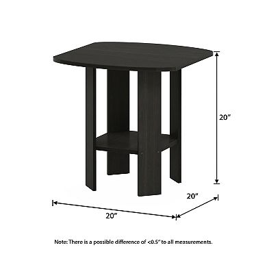 Furinno 2-Pack 15.51" x 15.5" x 17.52" Wood Nightstand Bedside Table with Drawer & Shelf