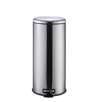 Large Capacity Stainless Steel Step-On Trash Can with Soft-Close Lid, Removable Inner Bucket