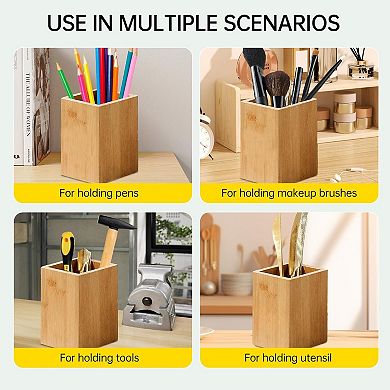 Acacia Wood Utensil Holder, Wooden Flatware Caddy Silverware Holder, Fork Spoon Knife Organizer
