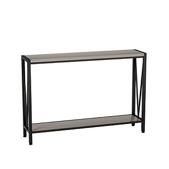 Entryway Table, 43" Narrow Console Table Behind Couch, 2 tier Sofa Table with Storage Shelves