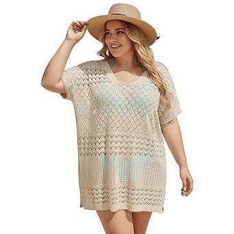 Women Crochet Bathing Suit Plus Size Beach Cover Up Dress