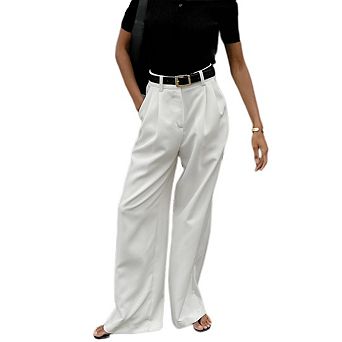 Women's High Waist Casual Wide Leg Palazzo Work Pants With Pockets Small-Large