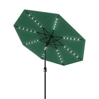10FT Patio Umbrella with Solar Lights, 8 Ribs Outdoor Patio Table Umbrellas for Pool, Balcony